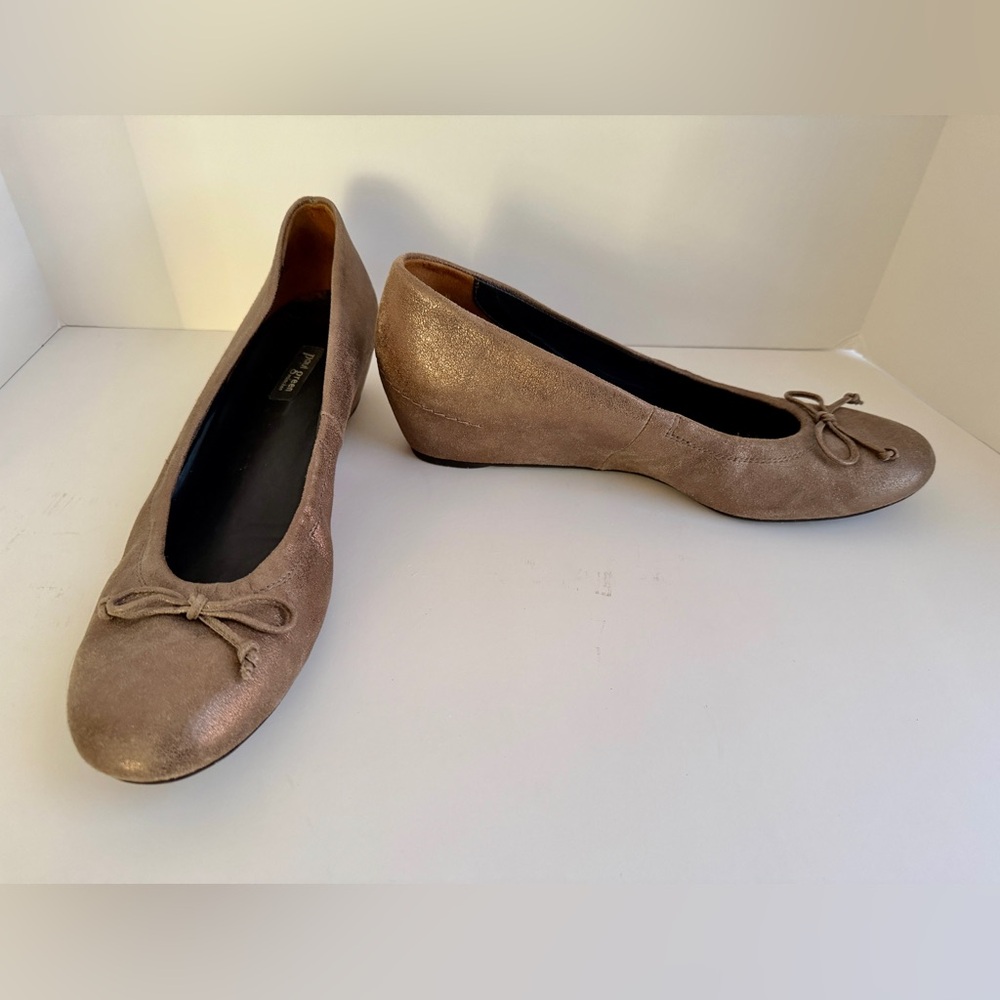 Paul Green Leather Wedge Ballerinas, Sz 9.5